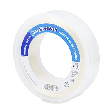 Triple Fish Monofilament Leader 250 lb 1134 kg Test 071 in 180 mm Dia Clear 90 yd 82 m