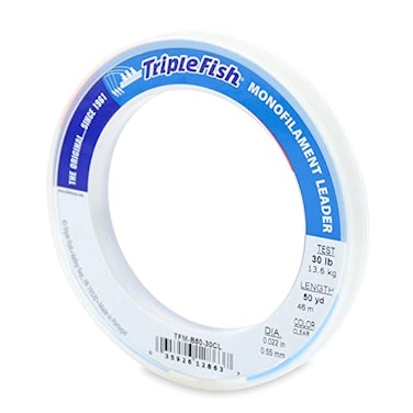 Triple Fish Monofilament Leader 30 lb 136 kg Test 022 in 055 mm Dia Clear 50 yd 46 m