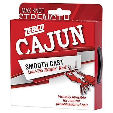 Zebco Cajun Smooth Cast Monofilament Fishing Line LowVis Ragin Red Pony Spool 110Yards 4Pound Virtually Invisible Natural Presentation