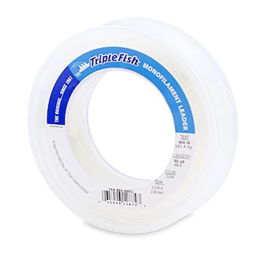 Triple Fish Monofilament Leader 400 lb 1814 kg Test 079 in 200 mm Dia Clear 50 yd 46 m