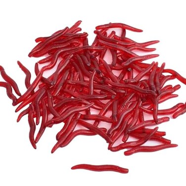 Awxevcik 4cm 100pcs Soft Bait Set Realistic False Earthworm Worm Elastic Rubber Earthworm Fishing Bait