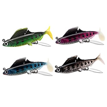 GLL Soft Plastic Swimbaits with Rotating Leaves Weedless Jig with Paddle Tail Fishing Lures for Bass Crappie Walleye Pickerel Muskie Pike