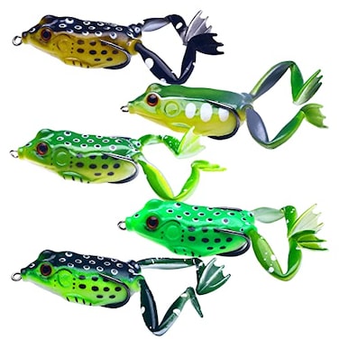 HENGJIA 5 pcsSet Soft Frog Fishing Lures Snakehead Lure Topwater Simulation Soft Bass Bait Artificial Bait 5cm