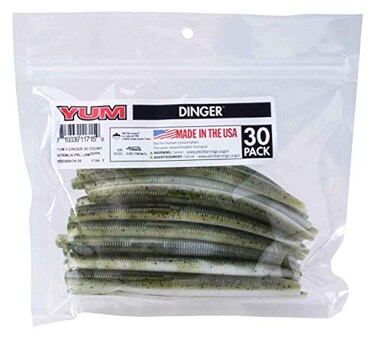 Yum Lures 5 Dinger Black Watermelon pearl Pack of 30