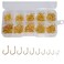 Laxygo 500pcs Small Fishing Hooks Black High Carbon Fishing Hooks Set 10 Sizes with a Plastic Box 500pcs Gold