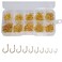 Laxygo 500pcs Small Fishing Hooks Black High Carbon Fishing Hooks Set 10 Sizes with a Plastic Box 500pcs Gold