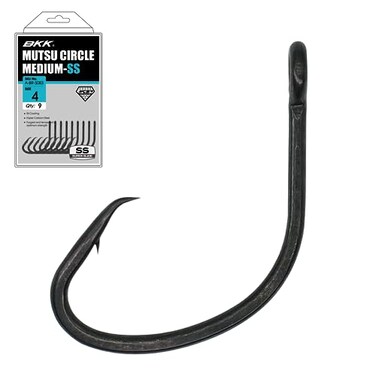 BKK MUTSU Circle MediumSS Hook 1 8Pack 3X Saltwater Super Slide Coating Hyper Carbon Steel Forged Shank Needle Point
