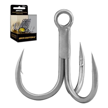 BKK RaptorZ Treble Hook 50 5Pack 4X Saltwater Corrosion Resistant Bright Tin Coating Hand Ground Point Heavy Duty Lure Hook Popping Stickbaits