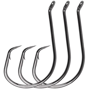 FUSIGO Circle Hooks Saltwater Catfish Hooks 110pcs Offset Circle Hooks Octopus Hooks Fishing Inline Circle Hooks 2X Strong Saltwater Circle Hooks Catfishing Tackle Size 80Black