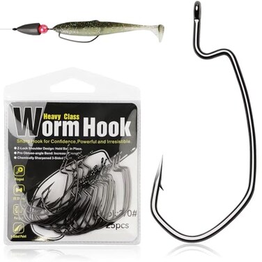 Dovesun EWG Offset Worm Hooks for Bass Fishing 100PCS50PCS Texas Rig Hooks for Freshwater Saltwater 10 50PCS