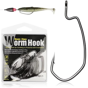 Dovesun EWG Offset Worm Hooks for Bass Fishing 100PCS50PCS Texas Rig Hooks for Freshwater Saltwater 20 50PCS