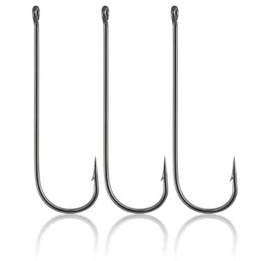 Dr.Fish DrFish 100 Pack Aberdeen Fishing Hooks Freshwater Straight Shank Light Wire Worm Hooks for BassCrappieBreamBluegillPanfish 2