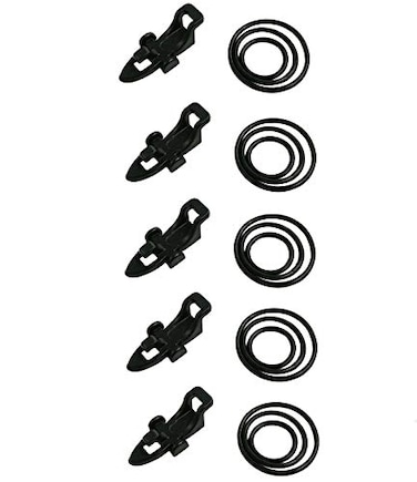 Drchoer Fishing Hooks Keeper Fish Lure Bait Holders with 3 Size Elastic Rubber Rings for Worm Hooks and Treble Hook Black