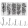 SILANON Fishing Treble Hooks Kit 145pcs High Carbon Steel Treble Hook Strong Sharp Round Bend Fishing Hook Triple Fish Hook with Split Rings for Trout Hard Bait Lures Saltwater Fishing