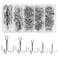 SILANON Fishing Treble Hooks Kit 145pcs High Carbon Steel Treble Hook Strong Sharp Round Bend Fishing Hook Triple Fish Hook with Split Rings for Trout Hard Bait Lures Saltwater Fishing