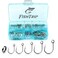FishTrip 50pcs Inline Fishing Hooks for Treble Hook Replacement inLine Single Forged Eyed Hooks with Split Rings for Lures Plugs Saltwater Freshwater