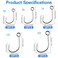JSHANMEI Inline Single Hooks Kit 60pcs Single Replacement Hooks for Lure Plugs Baits High Carbon Steel Large Eye Inline Circle Hooks Saltwater Freshwater Fishing Tackle