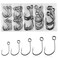 JSHANMEI Inline Single Hooks Kit 60pcs Single Replacement Hooks for Lure Plugs Baits High Carbon Steel Large Eye Inline Circle Hooks Saltwater Freshwater Fishing Tackle