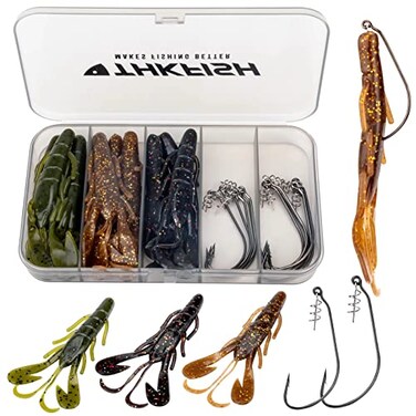 THKFISH Fishing Hooks TwistLock Hooks weedless Weighted Hooks Swimbait Hooks for Soft Plastics Weighted Hooks Saltwater Freshwater 19PCS