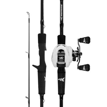 KastKing Crixus Fishing Rod and Reel Combo High Performance Spinning Baitcaster Combo IM6 Graphite 2Pc Blanks Zirconium Oxide Rings SuperPolymer Handle Lightweight Reel with Aluminum Spool