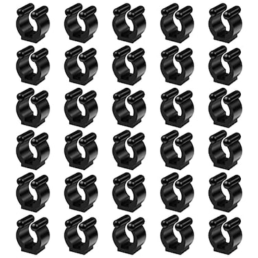 Tenalleys 30 Black Billiards Cue Clips Regular Fishing Rod Storage Holders for Pool Cue Fishing Pole