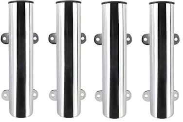 Amarine Made 4Pack Boat Marine Fishing Stainless Steel Side Mounted Transom Mounted Rod Holders with Weld Brackets