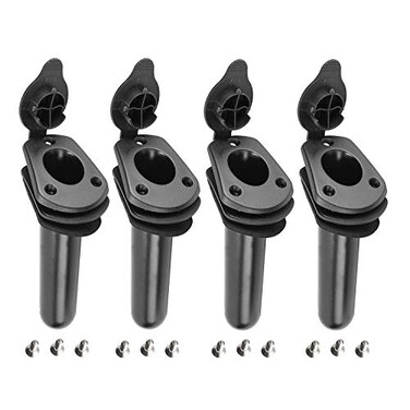 NovelBee 4 Pack of Kayak Deck Plastic Flush Mount Fishing Boat Rod Holders with Cap CoverGasket and Mounting Screws