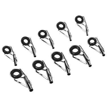 Demeras 80Pcs Fishing Rod Guides Fishing Rod Tip Repair Kit Rod Rings Tips Set in 10 Sizes Replacement Accessory