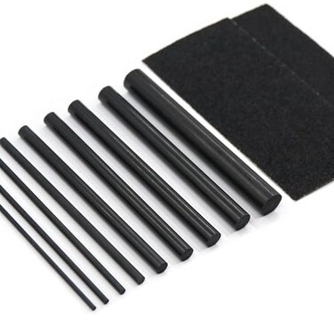 FishTrip Fishing Rod Repair Kit Complete10pcs Carbon Fiber Sticks with 5pcs Sandpaper Pole Building Kit for Saltwater Freshwater Spinning Casting Rod Medium Size