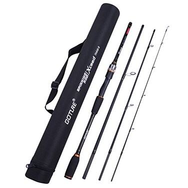 Goture ORing Travel Fishing Rod 4 piece Pole Spinning 30ton Carbon Matrix with Portable Fishing Case 76