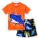 SINOLY Boys Two Piece Rash Guard Swimsuits Kids Short Sleeve Sunsuit Swimwear Sets Shark Pattern 7T