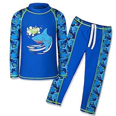 TFJH E Swimsuits for Boys UPF 50 UV Sun Protective Swimming Custumes Fish Navy Long 116122