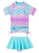 BAOHULU Girls Two Piece Swimsuits Rash Guard Cute Pattern Short Sleeves UPF 50 S343ScaleBlue10A
