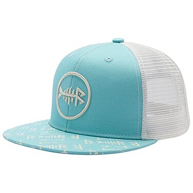 BASSDASH Flat Brim Trucker Cap Adjustable Snapback Hat Mesh Back for Men Women