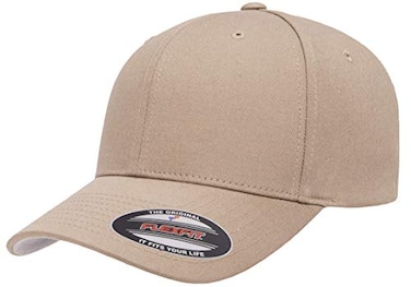 Flexfit Unisex Cotton Twill Fitted Baseball Cap Khaki SmallMedium