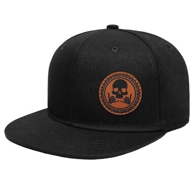 Chicken Noodles Flat Brim Hats for Men Gothic Style Skull Hat Leather Pattern HipHop Snapback Hat Skeleton Hats for Men