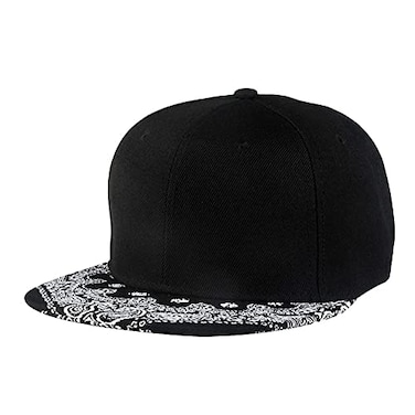 CNUSER Snapback Hats for Men Hip Hop Baseball Cap Paisley Flat Bill Brim Adjustable Black Dad Hats