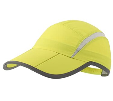 Connectyle Foldable Mesh Sun Cap Outdoor Sports Hat Breathable Sun Runner Cap with Reflective Trim Yellow Green