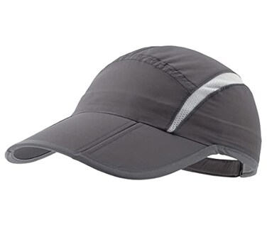 Connectyle Foldable Mesh Sun Cap Outdoor Sports Hat Breathable Sun Runner Cap with Reflective TrimDark Grey5560cm215235inch