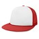 DALIX Flat Billed Trucker Cap with Mesh Back in RedWhite