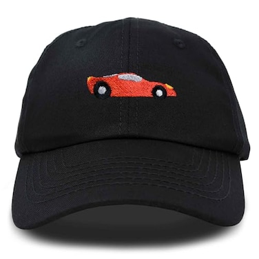 DALIX Race Car Hats Dad Hat Baseball Cap Embroidered Custom Cotton Caps in Black