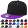 Falari Snapback Hat Cap Hip Hop Style Flat Bill Blank Solid Color Adjustable Size G201BlackPurple