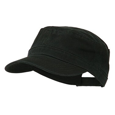 OTTO Garment Washed Adjustable Army Cap Black OSFM