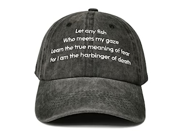 Hepandy Embroidered Let Any Fish Who Meets My Gaze Learn The True Meaning of Fear Hat Washed Black Embroidery Baseball Cap Adjustable Dad Hat