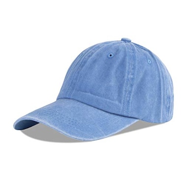 LANGZHEN Unisex Baseball Cap 100 Cotton Fits Men Women Washed Denim Adjustable Dad HatSky Blue One Size
