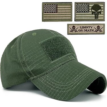 Loneshark Tactical Camo Hat with American Flag Skull Patch ArmyAquaLG