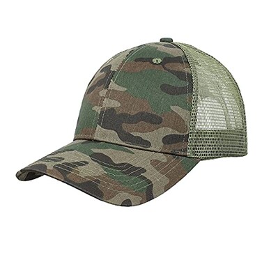 yeyimei Low Profile Baseball Cap Ventilated Snapback Mesh Unisex Sun hat Plain Camo Adjustable QuickDrying Camouflage Camouflage Light Green Grid