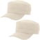 Malaxlx 2 Pack Beige Cadet Army Cap Military Hat for Men Women Adjustable Cotton Flat Top