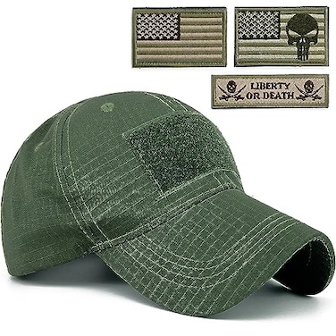 Masktide Tactical Military Mens Camo Baseball Hat with American Flag Skull Patch Patriotic Operator Camouflage Cap for Women ArmyAquaLG