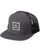 RVCA Mens Adjustable Snapback Hat TruckerCharcoal HeatherBlack 1SZ